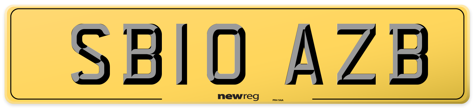 SB10 AZB Rear Number Plate