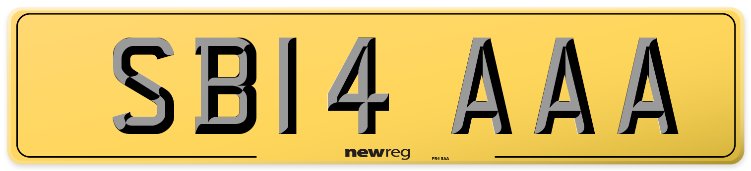 SB14 AAA Rear Number Plate