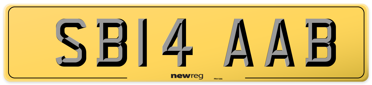 SB14 AAB Rear Number Plate