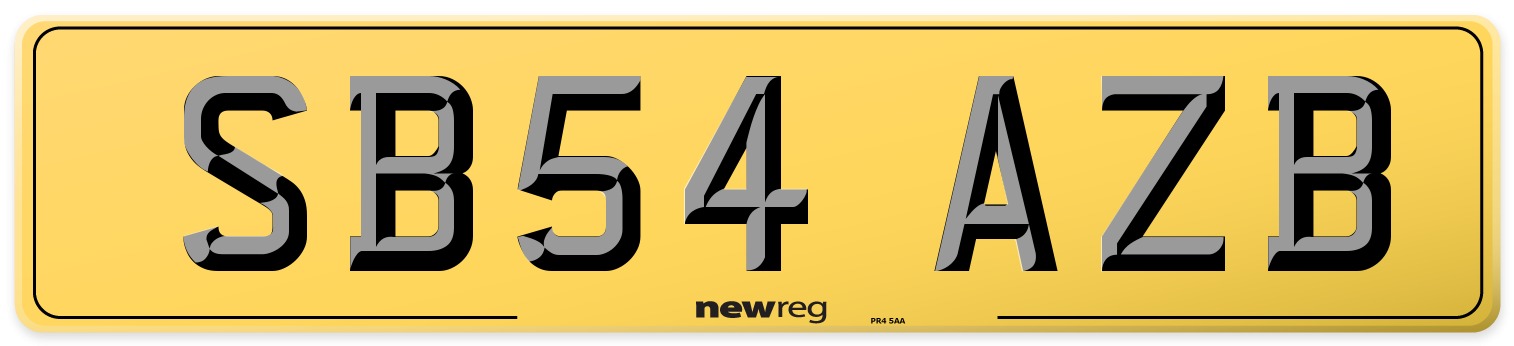SB54 AZB Rear Number Plate