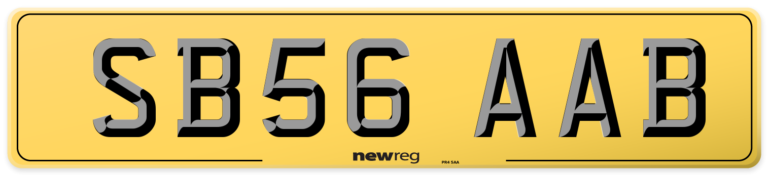 SB56 AAB Rear Number Plate