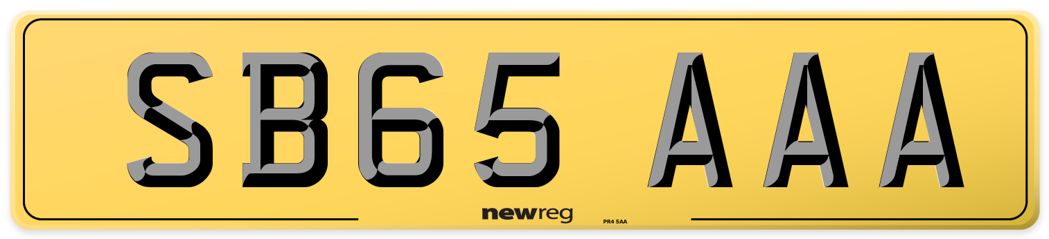 SB65 AAA Rear Number Plate