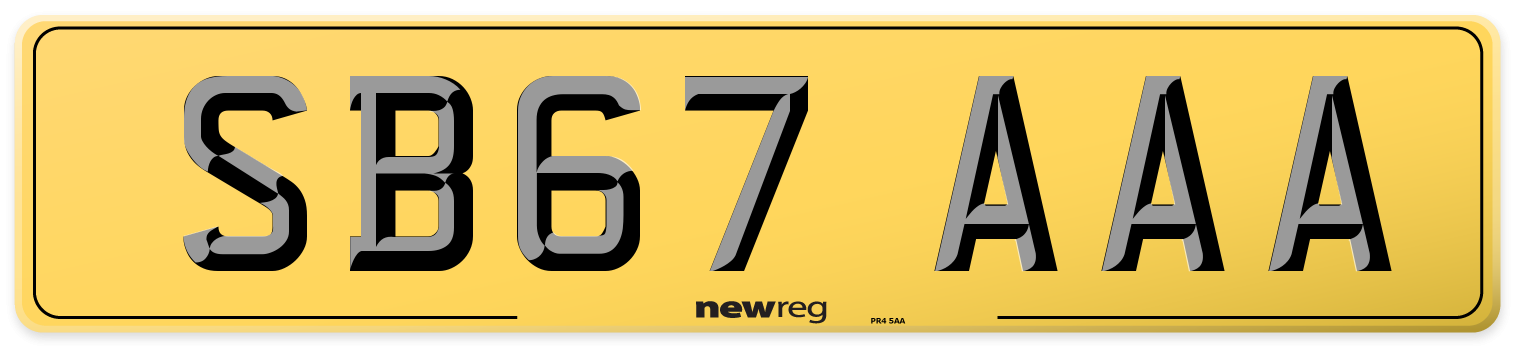 SB67 AAA Rear Number Plate