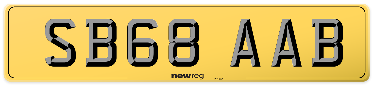 SB68 AAB Rear Number Plate