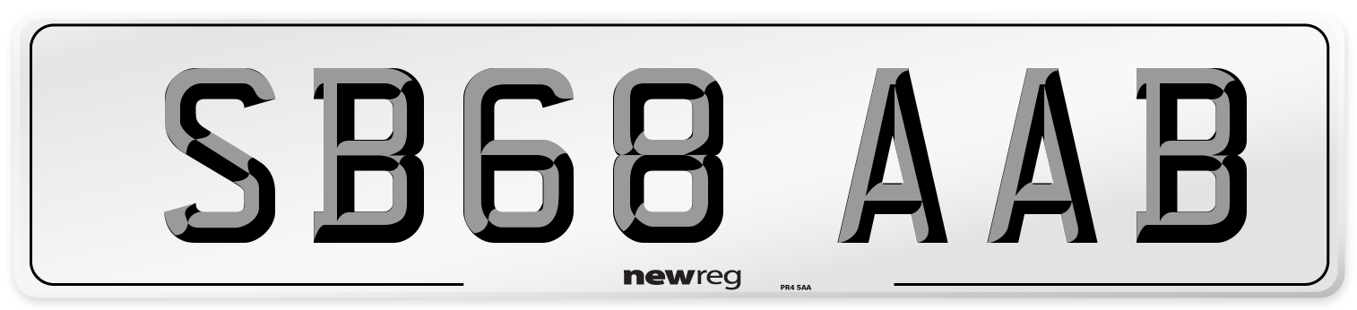 SB68 AAB Front Number Plate