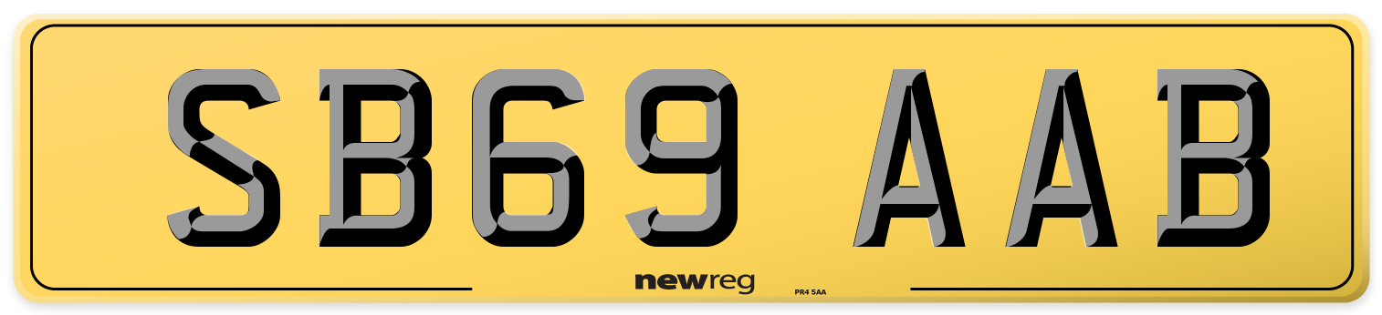 SB69 AAB Rear Number Plate