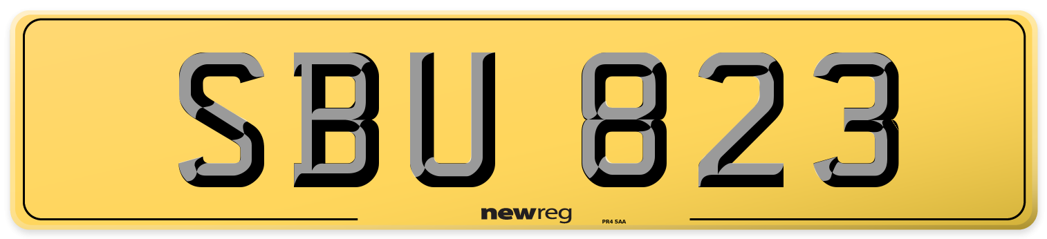 SBU 823 Rear Number Plate