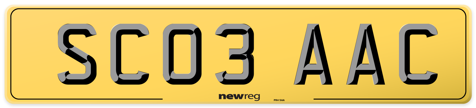SC03 AAC Rear Number Plate
