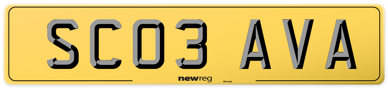 SC03 AVA Rear Number Plate
