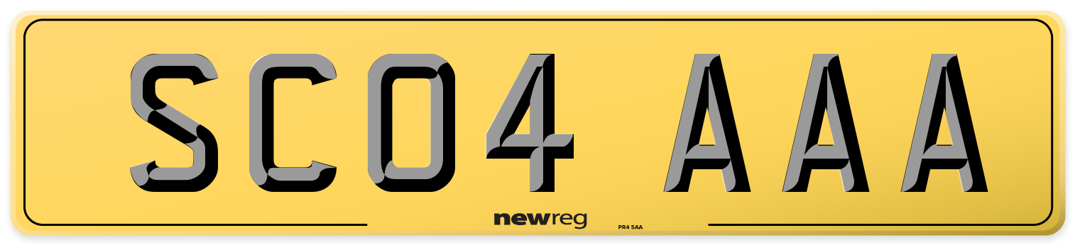 SC04 AAA Rear Number Plate