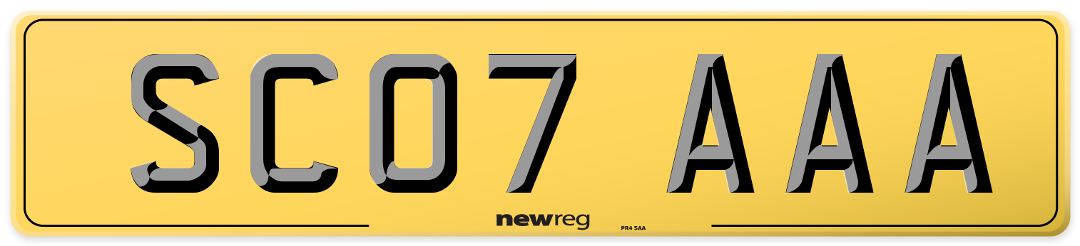 SC07 AAA Rear Number Plate