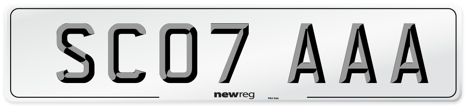 SC07 AAA Front Number Plate