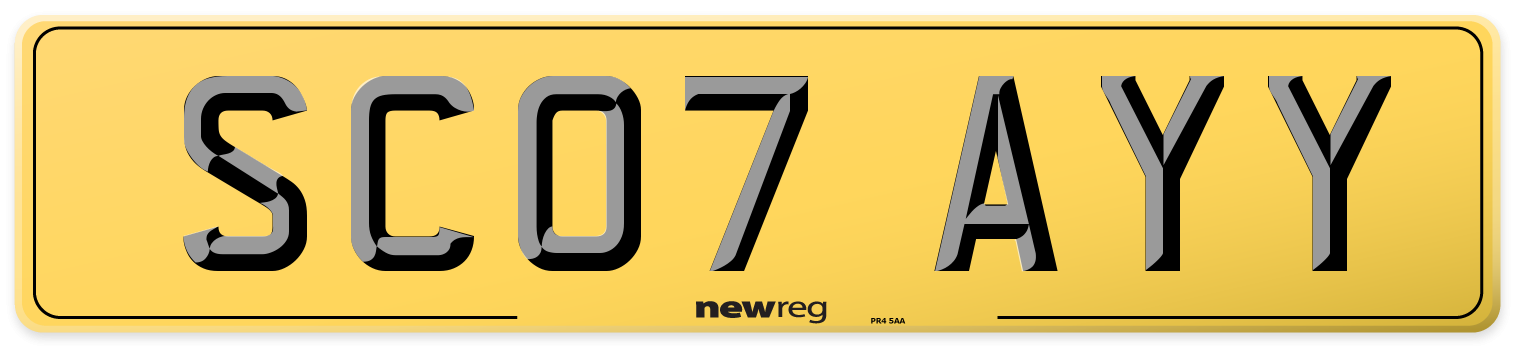 SC07 AYY Rear Number Plate