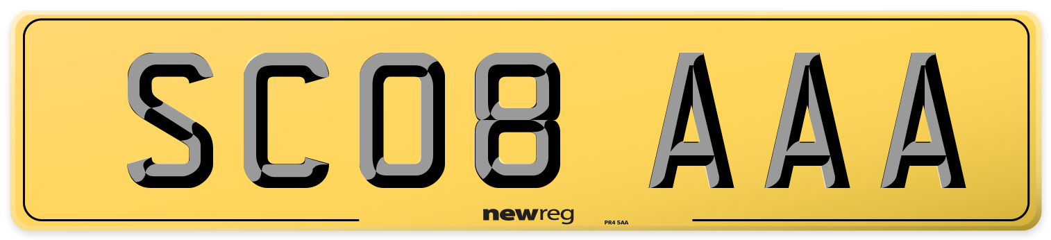 SC08 AAA Rear Number Plate