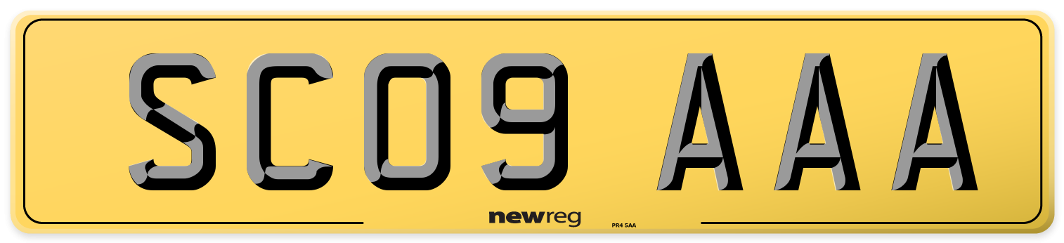 SC09 AAA Rear Number Plate