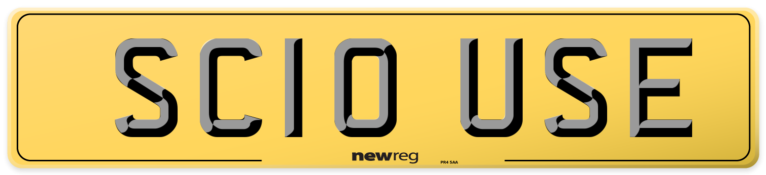 SC10 USE Rear Number Plate