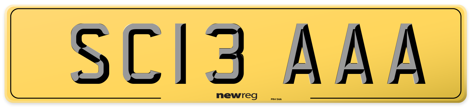 SC13 AAA Rear Number Plate