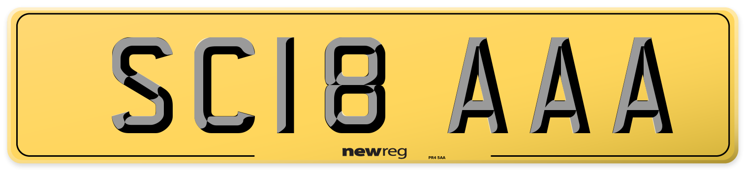 SC18 AAA Rear Number Plate