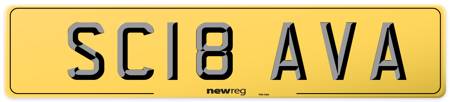 SC18 AVA Rear Number Plate
