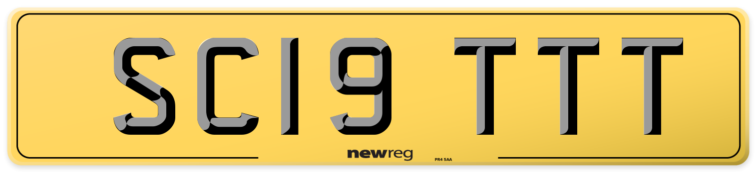 SC19 TTT Rear Number Plate