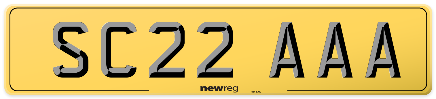 SC22 AAA Rear Number Plate