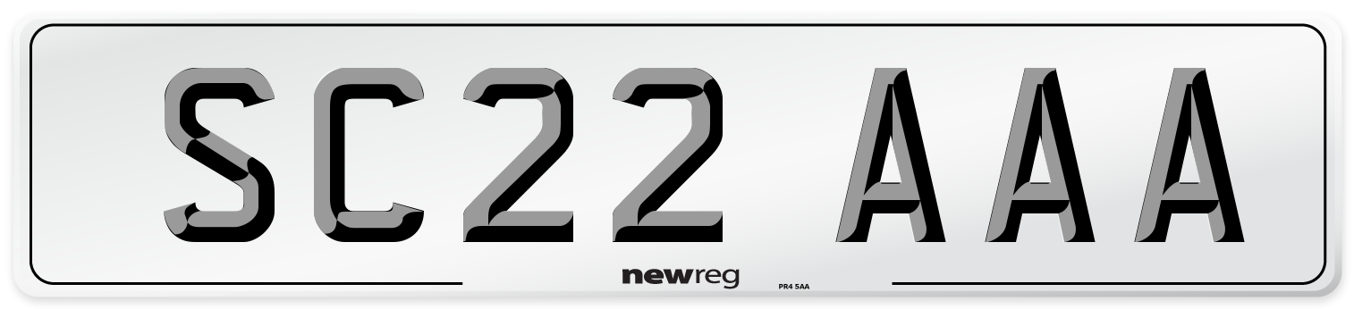 SC22 AAA Front Number Plate
