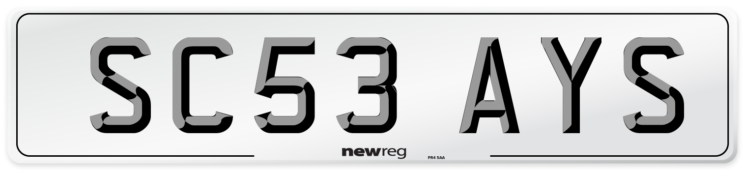 SC53 AYS Front Number Plate