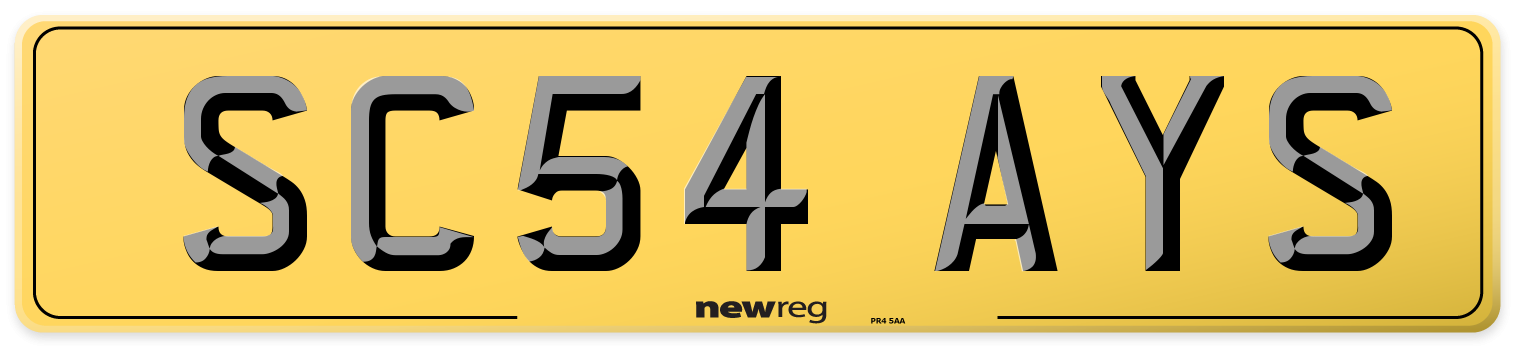 SC54 AYS Rear Number Plate