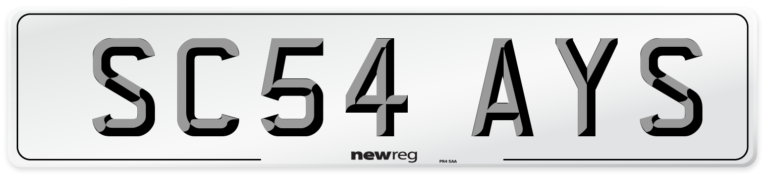 SC54 AYS Front Number Plate