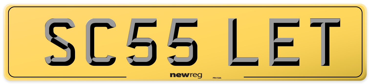 SC55 LET Rear Number Plate