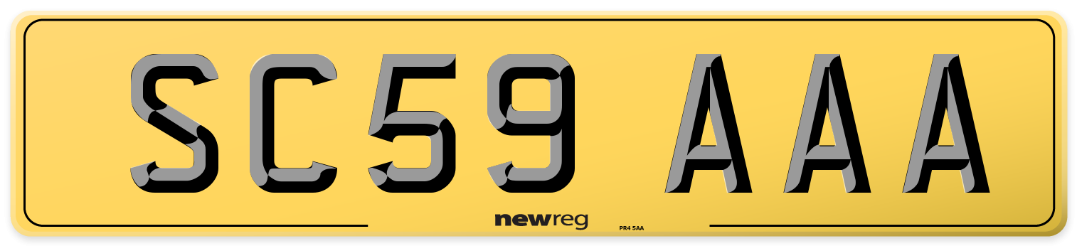 SC59 AAA Rear Number Plate