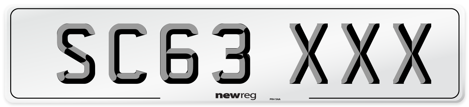 SC63 XXX Front Number Plate