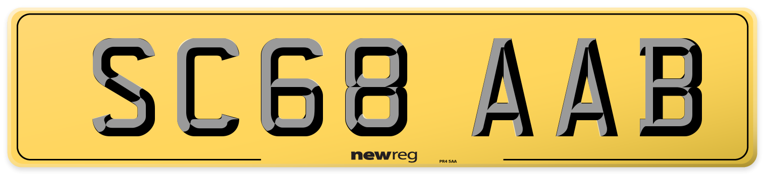 SC68 AAB Rear Number Plate
