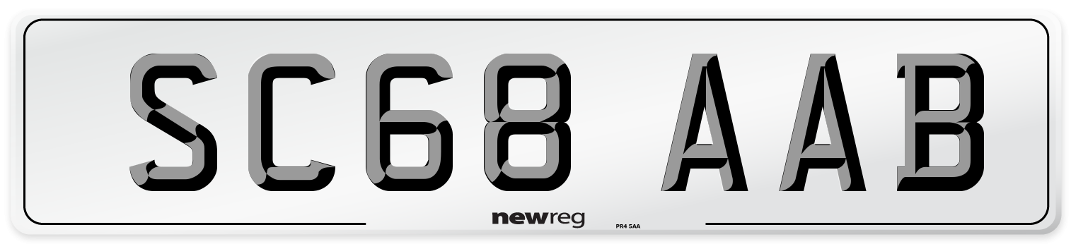 SC68 AAB Front Number Plate