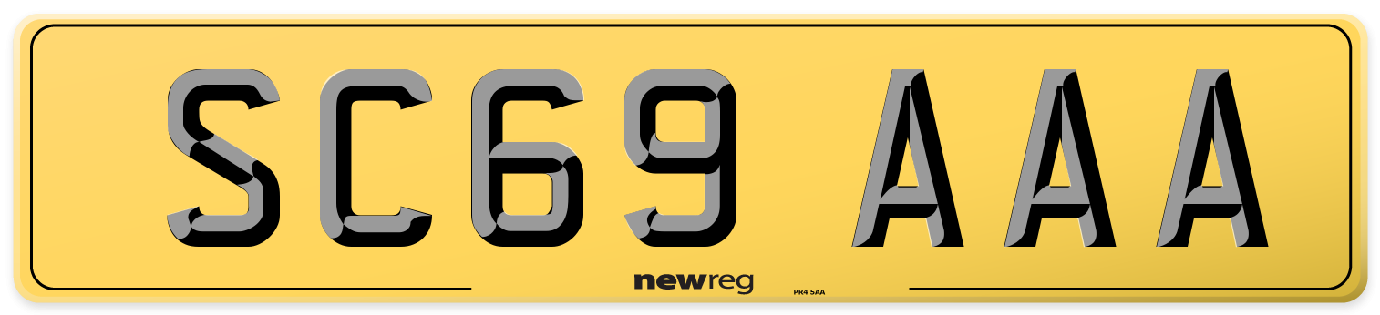 SC69 AAA Rear Number Plate