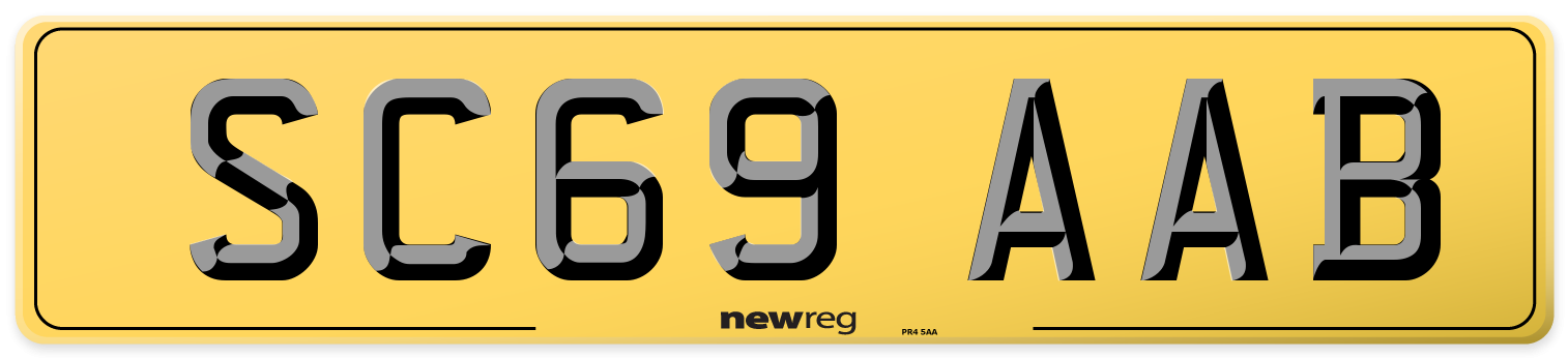 SC69 AAB Rear Number Plate