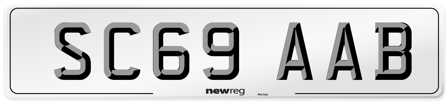 SC69 AAB Front Number Plate