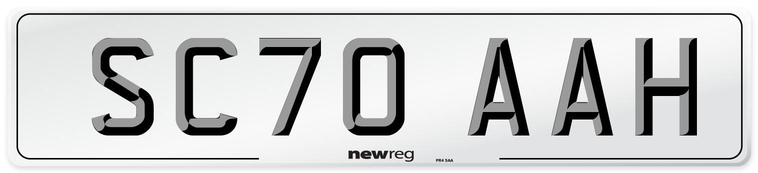 SC70 AAH Front Number Plate