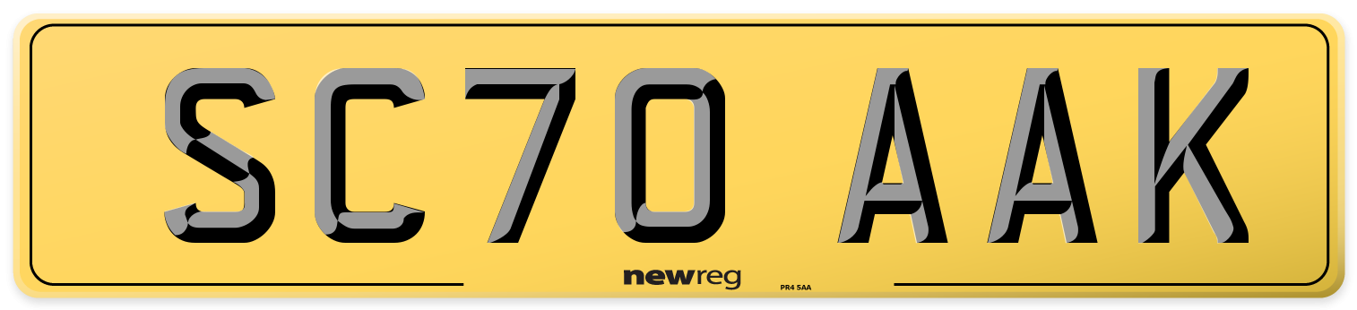 SC70 AAK Rear Number Plate