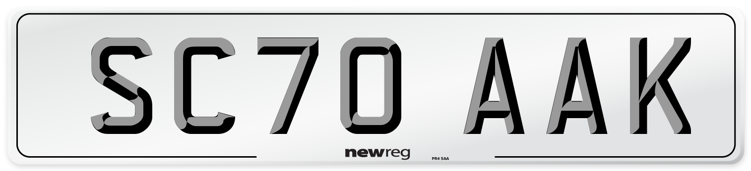 SC70 AAK Front Number Plate