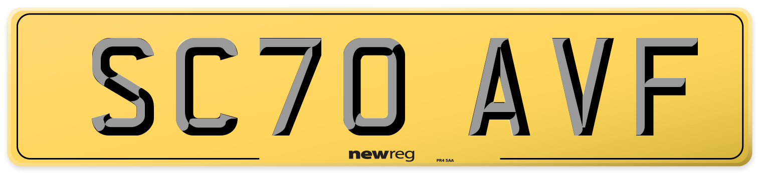 SC70 AVF Rear Number Plate