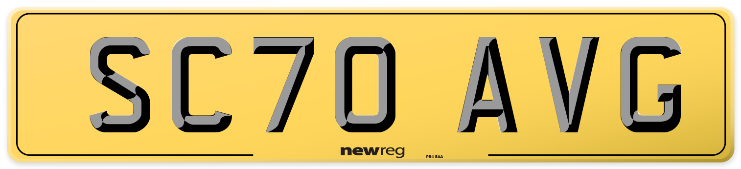 SC70 AVG Rear Number Plate