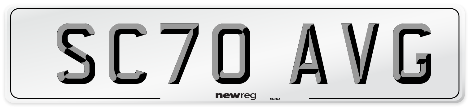 SC70 AVG Front Number Plate