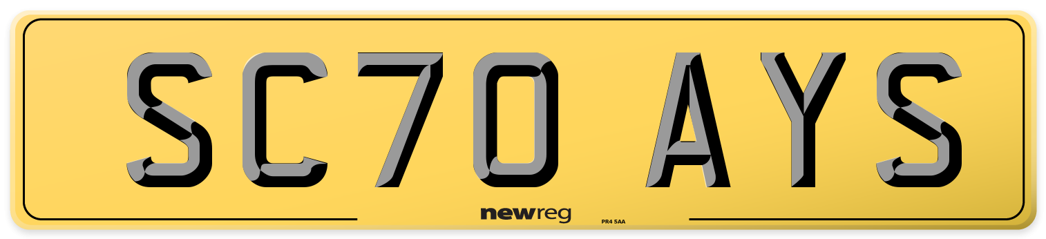 SC70 AYS Rear Number Plate