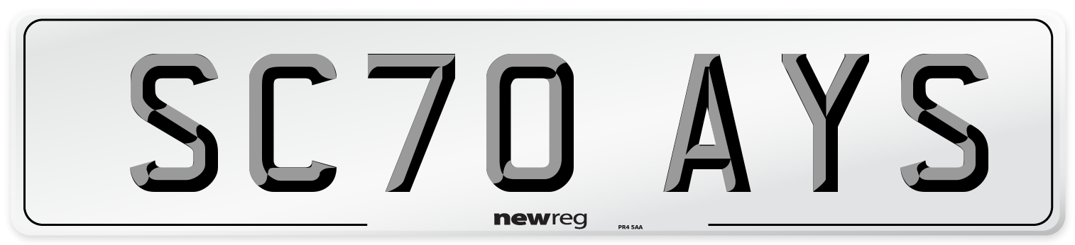 SC70 AYS Front Number Plate