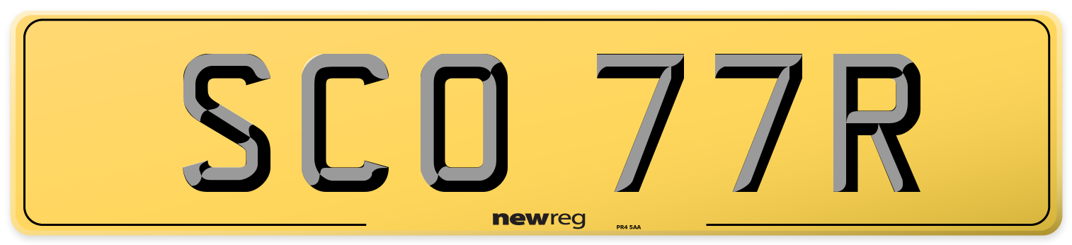 SCO 77R Rear Number Plate
