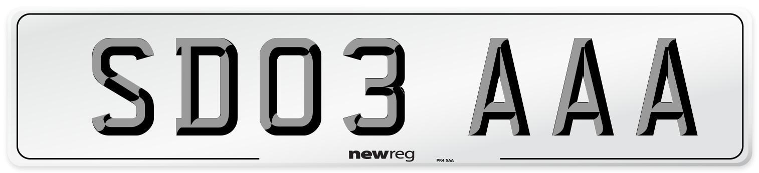 SD03 AAA Front Number Plate