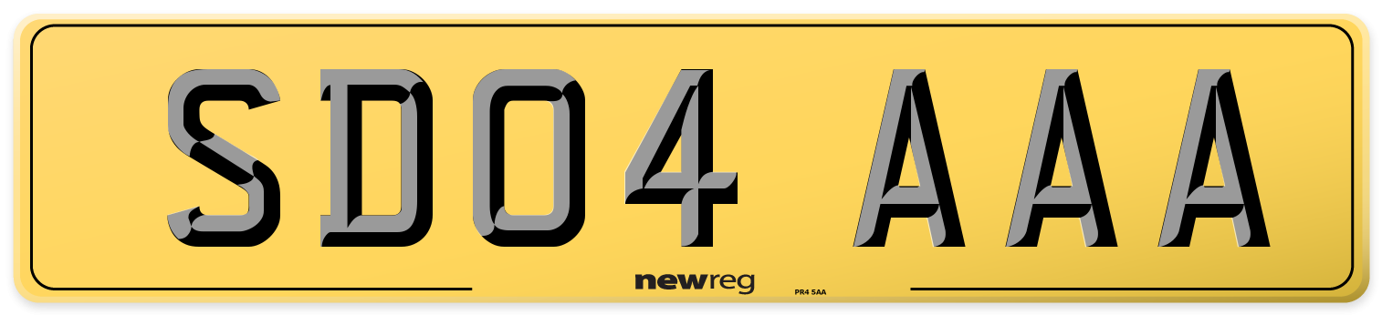 SD04 AAA Rear Number Plate