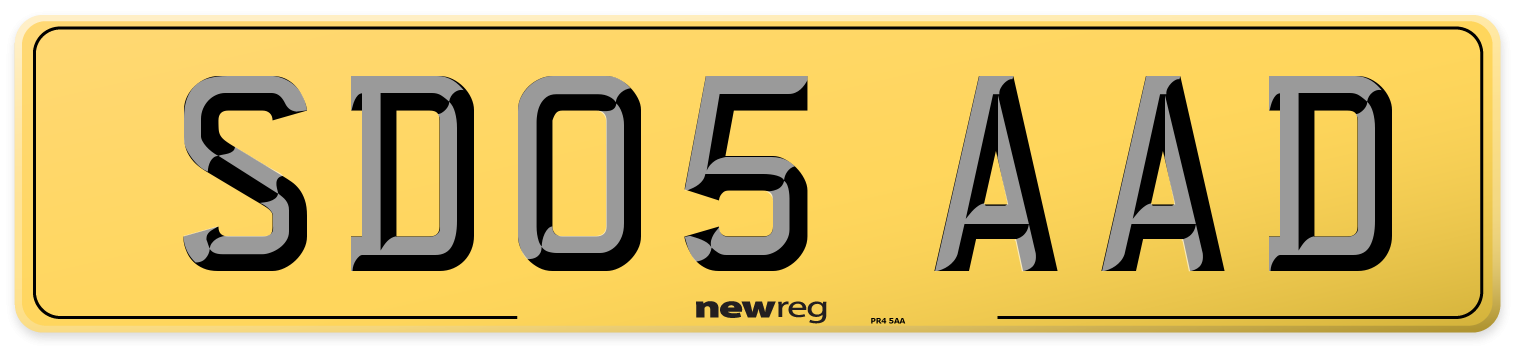 SD05 AAD Rear Number Plate