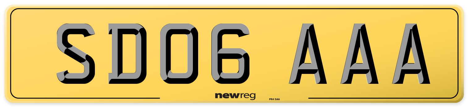 SD06 AAA Rear Number Plate